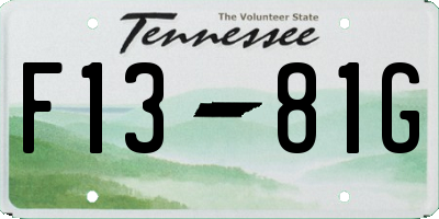 TN license plate F1381G