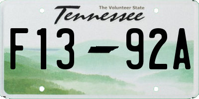 TN license plate F1392A
