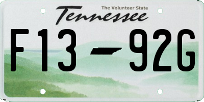 TN license plate F1392G