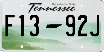 TN license plate F1392J