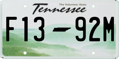 TN license plate F1392M