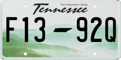 TN license plate F1392Q