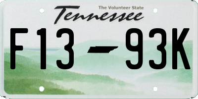 TN license plate F1393K