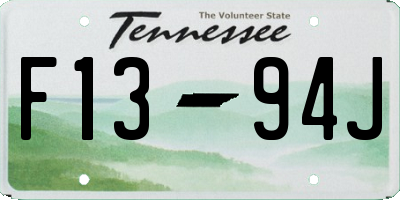 TN license plate F1394J