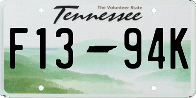 TN license plate F1394K