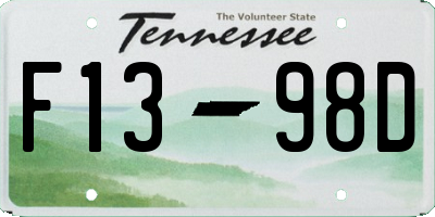 TN license plate F1398D