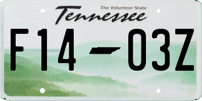 TN license plate F1403Z