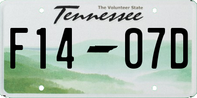 TN license plate F1407D
