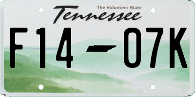 TN license plate F1407K