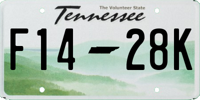 TN license plate F1428K