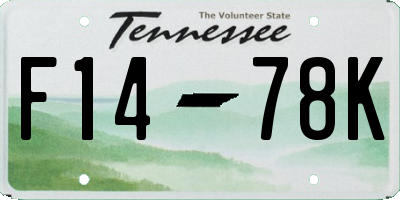 TN license plate F1478K