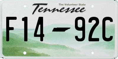 TN license plate F1492C