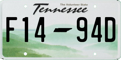TN license plate F1494D
