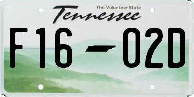 TN license plate F1602D