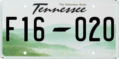 TN license plate F1602O