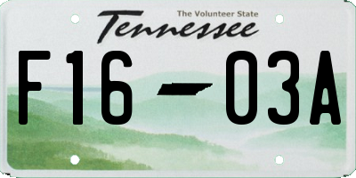 TN license plate F1603A