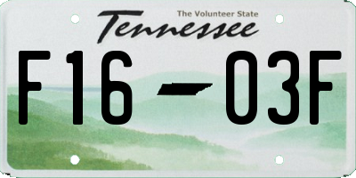 TN license plate F1603F