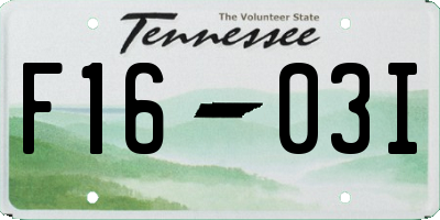 TN license plate F1603I
