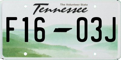 TN license plate F1603J