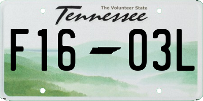 TN license plate F1603L