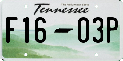 TN license plate F1603P