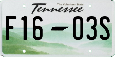 TN license plate F1603S