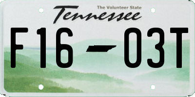 TN license plate F1603T