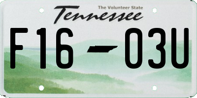 TN license plate F1603U
