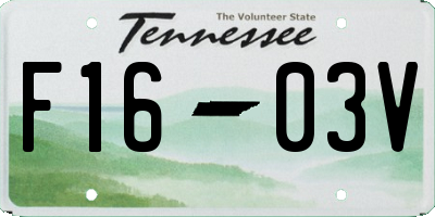 TN license plate F1603V