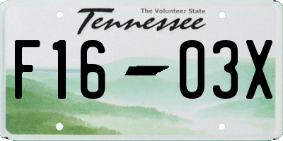 TN license plate F1603X