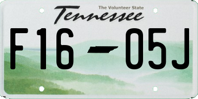 TN license plate F1605J