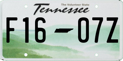 TN license plate F1607Z