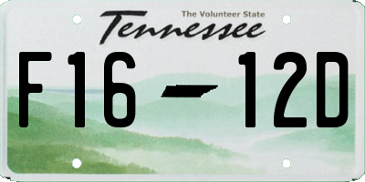 TN license plate F1612D