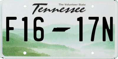TN license plate F1617N