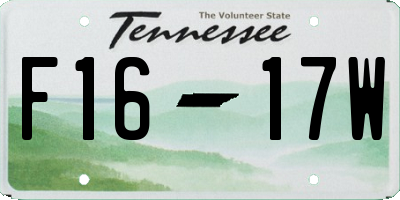 TN license plate F1617W