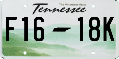 TN license plate F1618K