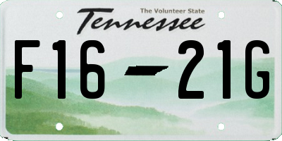 TN license plate F1621G