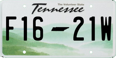 TN license plate F1621W