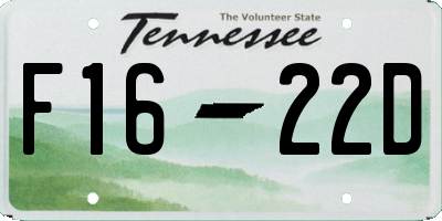 TN license plate F1622D