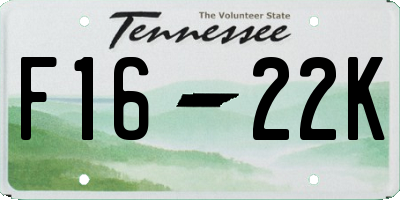 TN license plate F1622K