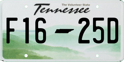 TN license plate F1625D