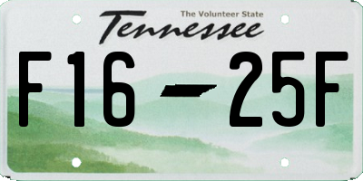 TN license plate F1625F