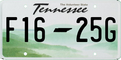 TN license plate F1625G