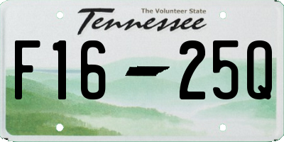 TN license plate F1625Q