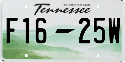 TN license plate F1625W