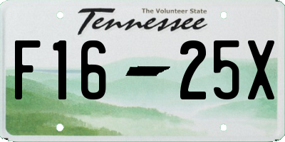 TN license plate F1625X