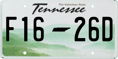 TN license plate F1626D