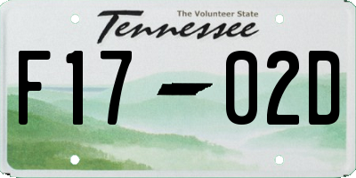 TN license plate F1702D