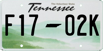 TN license plate F1702K