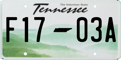 TN license plate F1703A